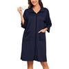 Lovasy Kimono Corto da Donna con Cerniera Accappatoi in Maglia Waffle Vestaglia kimono Morbido e Leggero al Ginocchio Accappatoio con tasche