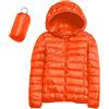 KBOPLEMQ Giacca trapuntata da donna, leggera, foderata, con tasche, piumino leggero, sottile, giacca da mezza stagione, giacca invernale calda con cappuccio da donna, O Orange, XL
