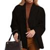 Generic Giacche in pelle scamosciata da donna 2024, giacca in pelle sintetica casual taglia extra grande, cappotto con bottoni a fondo Y2k, moda autunnale capispalla blazer, Nero , 3XL