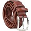Police Cintura Intrecciata Elastica In Vera Pelle da Uomo, Confortevole, Alta 3,5 cm, Con Scatola