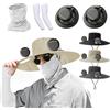 Gonggi Cappello a ventaglio ad energia solare, 2025, cappello da sole a tesa larga con 2 ventole a energia solare per adulti, protezione dai raggi UV estivi, cappello da pesca