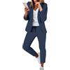 Generico Tailleur 2 Pezzi Eleganti da Donna Business Set da Cocktail Elasticizzate Tailleur Blazer Bottone Manica Lunga Aperto Davanti Colletto Pantaloni Completo Oversize Cerimonia per Matrimoni e Feste