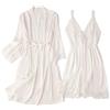 MZPOZB Abito da sposa sexy con pizzo, damigella d'onore, kimono, accappatoio, mini pigiama(White A,M)