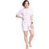 Leedya Pigiama Donna Primaverile Estivo in Cotone 100% - Manica Corta e Pantalone Corto Stile Basket, Fresco e Traspirante, Comfort Fit, Made in Italy