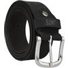No Limits Cintura Uomo in Vera Pelle, Alta 4 cm, Accorciabile, Senza Cuciture, Stile Sportivo Effetto Invecchiato, Fibbia Nickel Free