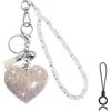 Yiflin Set di portachiavi in cristallo, portachiavi a forma di cuore con nappa, portachiavi per auto Bling per donne, portachiavi, Cordino da polso e portachiavi a forma di cuore, Small