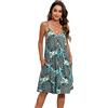 Enmain Abito Estivo da Donna Casual Floreale Cinturino per Spaghetti Senza Maniche Abiti Estivi Vestito Scollo a V con Tasche per Spiaggia Hawaii S-XXL