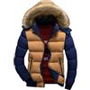 Suncadmious Piumino Invernale da Uomo Impermeabile Parka Moda Casual Ispessito con Pelliccia Sintetica Cappuccio Rimovibile Trapuntato Giacca Antivento e Anti-Neve (Blu,M)