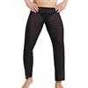 Panegy Pantaloni da pigiama da uomo, in rete, trasparenti, comodi, trasparenti, da discoteca, Nero , L