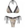 seamoly Set Costume da Bagno Donna con Laccetti Laterali, Bikini a Triangolo con Fiocco e Bordo Pizzo, Caffè profondo., M