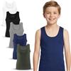 UNDEREA Confezione da 5 canottiere da ragazzo, 100% cotone, biancheria intima, morbide e traspiranti, per tutti i giorni, scuola e tempo libero, colore nero, bianco, grigio, blu navy, cachi, 1 nero, 1 bianco