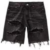PureBowlic Pantaloncini estivi da uomo slim strappati corti jeans vintage casual streetwear per vacanze e uso quotidiano (L nero)