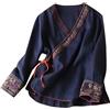 Generico Camicia Lino Donna Top da Donna Estivo Magliette 100% Cotone Top da con Maniche A 3/4 Camicia Lino Coreana Blusa di Slim Fit Coreana Manica Lunga Casual per Lavorare Fuori Dall'Ufficio