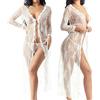YUHOOE Vestaglie Donna Seta,Intimo da Donna Sexy Indumenti da Notte da Notte Pizzo Intimo Babydoll Abito Lungo Abito Trasparente + Perizoma Bianco