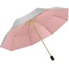 Meichoon UPF 50+ protezione UV viaggio ombrello riflettente argento doppio strato copertura 8 costole rinforzato antivento blocco solare pieghevole compatto escursionismo zaino spalla Rosa