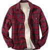 Darringls - Camicia in flanella da uomo, con fodera, multi tasche, in cotone, calda, stile taglialegna, a quadri, per il tempo libero, giacca in pile termica, giacca in flanella, giacca invernale