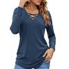 Totatuit T-Shirt Donna con Scollo a V Manica Lunga Maglietta Cotone vestibilità Larga Casual Moda Top Basic Elasticizzato