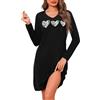 Marvmys Camicia da Notte Donna Cotone Lunghe Maniche