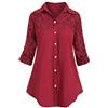 Chenlao7gou621 Camicia da Donna Taglie Forti con Cuciture in Pizzo da Donna