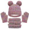 Baynetin Inverno Set di Cappello, Sciarpa e Guanti per Bambini, Pile Addensato Cappello a Maglia con Graziosi Pompon Termica Sciarpa Guanti Touch Screen Set per Ragazzi Ragazze 2-8 Anni (Iridescente)