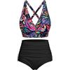 Svanco Costume da Bagno Due Pezzi Donna Top Bikini Incrociato Slip A Vita Alta E Increspato Set Bikini Push Up Donne Costumi da Bagno