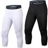 HULG Pantaloni da Corsa Uomo 3/4, Leggings, Pantaloni Palestra, Adatti per la Corsa, Il Jogging e Il Fitness (Black White, M)