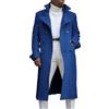 Goolecrimp Trench Lungo Casual da Uomo Cappotto Classico Doppiopetto a Maniche Lunghe con Risvolto alla Moda Giacca Leggera retrò da Lavoro (Blu,5XL)