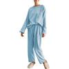 Hveuluop Gieen Pigiama da Donna a Coste - Maglia a Maniche Lunghe con Scollo Rotondo e Pantaloni in Pile Corallo, vestibilità Comoda, in Velluto Corallo, Taglia Unica