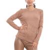Toocool Maglione Donna Girocollo Lurex Peloso Eco Pelliccia Pullover VI-6601 [L/XL,Beige]