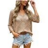 Generico Maglione Traforato da Donna Estivo A Maniche 3/4 Trasparente Leggero per Spiaggia Piscina Vacanze Cerimonie Uso Quotidiano E Tempo Libero Top Estivo Spiaggia Vacanza Coprire