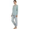Viterbo Biancheria Pigiama Donna Caldo Cotone Interlock MII2505 Manica Lunga Pantalone Lungo Autunno Inverno (Verde Polveroso, L)