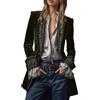 Duohropke Blazer, giacca da donna vintage in velluto, con scollo a V, ricamata, lunga giacca in velluto, con colletto dentellato, stile vittoriano, gotico frack da pirata, giacca da pirata Steampunk