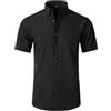 WSLCN Camicia da uomo senza pieghe, vestibilità regolare, elasticizzata, con bottoni, stile casual, da lavoro, formale, con bottoni, (Manica corta) Nero, XXX-Small