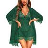 RSLOVE Lingerie Donna Sexy Babydoll in Pizzo Camicia da Notte Set di Pigiama Completo Intimi Vestaglia A Rete