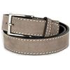 Emila Cintura tortora scamosciata uomo cinta camoscio artigianale casual 3,5 cm con fibbia per jeans abiti da ragazzo made in italy belt classica elegante cuciture ai bordi impunture Vera Pelle Fango