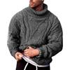 Generisch Maglione invernale da uomo, in lana merino di alta qualità, motivo a treccia, a collo alto, a maniche lunghe, caldo, per lavoro, casual, tempo libero, grigio