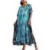 L-Peach Bohemian Kaftan Ampia camicia da notte lunga da donna Abito da spiaggia Copricostume Vestaglia Sarong Pareo