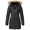 Geographical Norway Abeille Lady Distribrands - Parka caldo da donna - cappotto di pelliccia sintetica spessa - giacca a vento invernale - piumino lungo foderato (Nero L - Taglia 3)