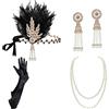 BABEYOND Accessori Anni '20 Donna Set di Accessori 1920s Grande Gatsby Costume Set con Fascia Anni '20, Guanti da Flapper, Porta Sigarette, Collana e Orecchini