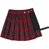 KURTIK Gothic Punk Mini Gonne Y2K A Vita Alta Maglie Plaid Hollow Out Giarrettiera Fibbia A-Line Skater Gonna corta