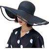 WUODHTW Cappello panama da donna a tesa larga in paglia cappello da spiaggia cappello estivo a tesa larga in paglia arrotolabile cappello da pescatore UPF 50, +Nero, Taglia unica