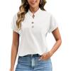 UMIPUBO Camicia Donna Estiva Manica Corta Scollo a V Pulsanti Camicette con Tasca Comoda Elegante Magliette Tunika Casual Estivi Blusa Lavoro Maglia Shirts Classico Top Tees (Bianco, XXL)