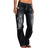 Fccrian Y2K Jeans dritti a gamba larga in denim strappato con orlo strappato Jeans a vita alta da donna in denim larghi con tasche Jeans morbidi e comodi alla moda Pantaloni dritti Y2K alla caviglia