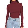 DUOEASE Maglia Donna Manica Lunga Basic Tinta Unita Top Collo Alto Autunno Inverno T Shirt Elegant Casual Top Donna