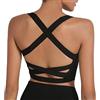 Romansong Reggiseno Sportivo Strappy Yoga per le Donne Imbottito Criss-Cross Back Canotta - nero - 4C 4D 5A 5B 5C/M