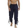 Josamogre Pantaloni medievali Uomo Costumi Vichinghi da Pirata o Cavaliere Costume Halloween Rinascimento Carnevale Blu Scuro XL