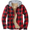 Kobilee Giacca a Quadri Invernale Uomo da Boscaiolo Plaid Camicia Flanella con Cappuccio Imbottita Cotone a Maniche Lunghe da Lavoro Giubbotto Cappotto