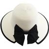 WUODHTW Cappello panama da donna a tesa larga in paglia cappello da spiaggia cappello estivo a tesa larga in paglia arrotolabile cappello da pescatore UPF 50, -Bianco, Taglia unica