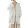 PRINCESS BRIDE Cardigan da donna in cotone e lino, stile giapponese, stile retrò, stile zen, bianco, L