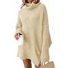 JFAN Vestito Maglia Allentato Donna Invernale Elegante Knitted Dress Collo Alto Abito Lungo Maglione per Autunno Inverno